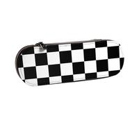 LfearTesa Hard Shell Pencil Bag Stationery Organizer Pouch Leather Pencil Pen Case & Makeup Bag,Huge F1 Formula One Black & White Chequered