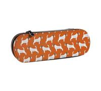 LfearTesa Hard Shell Pencil Bag Stationery Organizer Pouch Leather Pencil Pen Case & Makeup Bag,Jack Russell Terriers Orange Cute Dog Jack Russells