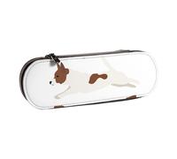 LfearTesa Hard Shell Pencil Bag Stationery Organizer Pouch Leather Pencil Pen Case & Makeup Bag,Jack Russell Terrier Dog Pattern