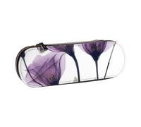 LfearTesa Hard Shell Pencil Bag Stationery Organizer Pouch Leather Pencil Pen Case & Makeup Bag,Lavender Purple Hope Flowers