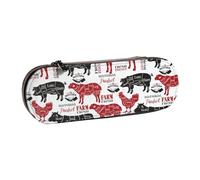 LfearTesa Hard Shell Pencil Bag Stationery Organizer Pouch Leather Pencil Pen Case & Makeup Bag,Meat Cuts Diagrams Butcher Shop