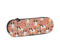 LfearTesa Hard Shell Pencil Bag Stationery Organizer Pouch Leather Pencil Pen Case & Makeup Bag,Papillons Floral Peach Cute Pet Dogs Best Papillon Toy Spaniel Dog