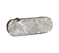 LfearTesa Hard Shell Pencil Bag Stationery Organizer Pouch Leather Pencil Pen Case & Makeup Bag,Quatrefoil Moroccan Mother of Pearl