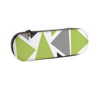 LfearTesa Hard Shell Pencil Bag Stationery Organizer Pouch Leather Pencil Pen Case & Makeup Bag,Random Triangles Lime Green Gray Black On White