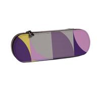 LfearTesa Hard Shell Pencil Bag Stationery Organizer Pouch Leather Pencil Pen Case & Makeup Bag,Retro Mod Mustard Yellow Purple Olet Lavender