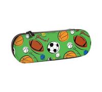 LfearTesa Hard Shell Pencil Bag Stationery Organizer Pouch Leather Pencil Pen Case & Makeup Bag,Soccer Softball Rugby