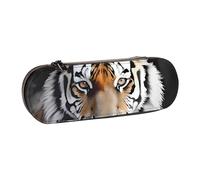 LfearTesa Hard Shell Pencil Bag Stationery Organizer Pouch Leather Pencil Pen Case & Makeup Bag,Tiger