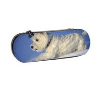 LfearTesa Hard Shell Pencil Bag Stationery Organizer Pouch Leather Pencil Pen Case & Makeup Bag,Westie Winter West Highland White Terrier Dogs