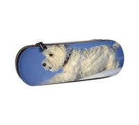 LfearTesa Hard Shell Pencil Bag Stationery Organizer Pouch Leather Pencil Pen Case & Makeup Bag,Westie Winter West Highland White Terrier Dogs