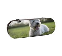 LfearTesa Hard Shell Pencil Bag Stationery Organizer Pouch Leather Pencil Pen Case & Makeup Bag,Westie Lawn West Highland White Terrier Dogs