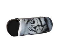 LfearTesa Hard Shell Pencil Bag Stationery Organizer Pouch Leather Pencil Pen Case & Makeup Bag,White Tiger in The Dark