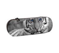 LfearTesa Hard Shell Pencil Bag Stationery Organizer Pouch Leather Pencil Pen Case & Makeup Bag,White Tiger Pattern