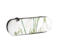 LfearTesa Hard Shell Pencil Bag Stationery Organizer Pouch Leather Pencil Pen Case & Makeup Bag,White Snowdrop Flower Botanical Watercolor Painting