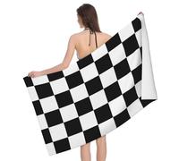 LfearTesa Huge F1 Formula One Black & White Chequered,Soft Bath Towel Lightweight Beach Towels Pool Towels Travel Camping Bath Towels Quick-Drying Beach Blanket 80 x 130 cm