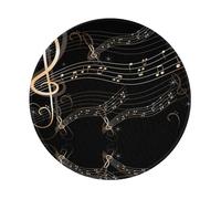 LfearTesa Music Note Musical Score Black Sheet Music,8 in Round Mouse Pad, Waterproof Non-Slip Rubber Base Mouse Pad