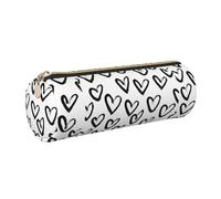 LfearTesa Pencil Bag Stationery Organizer Box,Leather Pencil Case,Black and White Heart
