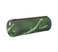 LfearTesa Pencil Bag Stationery Organizer Box,Leather Pencil Case,Green Praying-Mantis