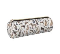 LfearTesa Pencil Bag Stationery Organizer Box,Leather Pencil Case,Greyhound Whippet and Dog