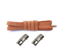 LfearTesa Press Lock Shoelaces Without ties 8MM Width Flat Elastic Laces Sneakers Shoe laces,Brown,One size
