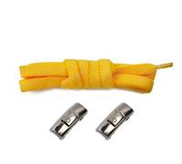 LfearTesa Press Lock Shoelaces Without ties 8MM Width Flat Elastic Laces Sneakers Shoe laces,Yellow,One size