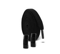 LfearTesa Press Lock Shoelaces Without ties 8MM Width Flat Elastic Shoelace Sneakers Shoe Laces for Shoes Accessories,Alll Black-2 Pair,One size