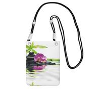LfearTesa Small Crossbody Purse Cell Phone Wallet Purses Should Bag Crossbody Bag,Asian Wellness With Zen Massage Stones Purple Orchid,Black