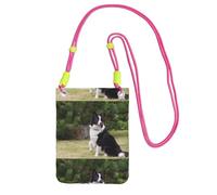 LfearTesa Small Crossbody Purse Cell Phone Wallet Purses Should Bag Crossbody Bag,Bad Dog Border Collie,Fuchusia