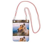 LfearTesa Small Crossbody Purse Cell Phone Wallet Purses Should Bag Crossbody Bag,Beautiful Rough Collie,Pink