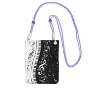LfearTesa Small Crossbody Purse Cell Phone Wallet Purses Should Bag Crossbody Bag,Black White Piano Key Music Note,Purple