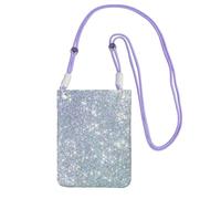 LfearTesa Small Crossbody Purse Cell Phone Wallet Purses Should Bag Crossbody Bag,Bling Silver Printed Glitter,Purple