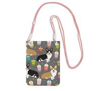 LfearTesa Small Crossbody Purse Cell Phone Wallet Purses Should Bag Crossbody Bag,Boba Tea Bubble Tea Kawa Food Welsh Corgis Dog,Pink