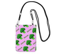LfearTesa Small Crossbody Purse Cell Phone Wallet Purses Should Bag Crossbody Bag,Broccoli Vegan Green Pink,Black