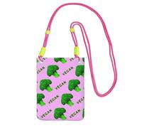 LfearTesa Small Crossbody Purse Cell Phone Wallet Purses Should Bag Crossbody Bag,Broccoli Vegan Green Pink,Fuchusia