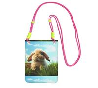 LfearTesa Small Crossbody Purse Cell Phone Wallet Purses Should Bag Crossbody Bag,Bunny On The Grass,Fuchusia
