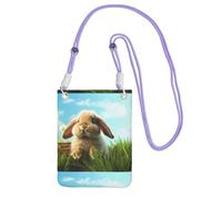 LfearTesa Small Crossbody Purse Cell Phone Wallet Purses Should Bag Crossbody Bag,Bunny On The Grass,Purple