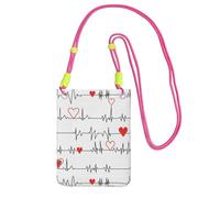 LfearTesa Small Crossbody Purse Cell Phone Wallet Purses Should Bag Crossbody Bag,Calling Nurses White Heart Beat,Fuchusia