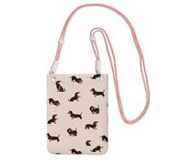 LfearTesa Small Crossbody Purse Cell Phone Wallet Purses Should Bag Crossbody Bag,Cartoon Happy Dachshund Pattern,Pink