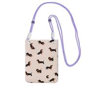 LfearTesa Small Crossbody Purse Cell Phone Wallet Purses Should Bag Crossbody Bag,Cartoon Happy Dachshund Pattern,Purple