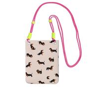 LfearTesa Small Crossbody Purse Cell Phone Wallet Purses Should Bag Crossbody Bag,Cartoon Happy Dachshund Pattern,Fuchusia