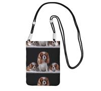 LfearTesa Small Crossbody Purse Cell Phone Wallet Purses Should Bag Crossbody Bag,Cavalier King Charles Spaniel Mother With Cubs,Black