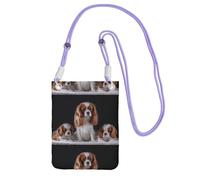 LfearTesa Small Crossbody Purse Cell Phone Wallet Purses Should Bag Crossbody Bag,Cavalier King Charles Spaniel Mother With Cubs,Purple