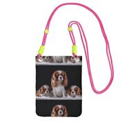 LfearTesa Small Crossbody Purse Cell Phone Wallet Purses Should Bag Crossbody Bag,Cavalier King Charles Spaniel Mother With Cubs,Fuchusia