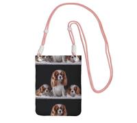 LfearTesa Small Crossbody Purse Cell Phone Wallet Purses Should Bag Crossbody Bag,Cavalier King Charles Spaniel Mother With Cubs,Pink