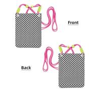 LfearTesa Small Crossbody Purse Cell Phone Wallet Purses Should Bag Crossbody Bag,Classic Black And White Race Check Checkered Geometric Win,Fuchusia