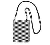 LfearTesa Small Crossbody Purse Cell Phone Wallet Purses Should Bag Crossbody Bag,Classic Black And White Race Check Checkered Geometric Win,Black