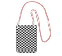 LfearTesa Small Crossbody Purse Cell Phone Wallet Purses Should Bag Crossbody Bag,Classic Black And White Race Check Checkered Geometric Win,Pink