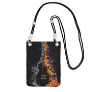 LfearTesa Small Crossbody Purse Cell Phone Wallet Purses Should Bag Crossbody Bag,Cold Acoustic Guitar On Fire,Black