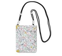 LfearTesa Small Crossbody Purse Cell Phone Wallet Purses Should Bag Crossbody Bag,Colorful Math Doodles On Grid,Black