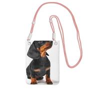LfearTesa Small Crossbody Purse Cell Phone Wallet Purses Should Bag Crossbody Bag,Cute Dachshund Puppy Sits,Pink