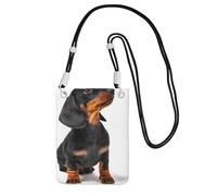 LfearTesa Small Crossbody Purse Cell Phone Wallet Purses Should Bag Crossbody Bag,Cute Dachshund Puppy Sits,Black